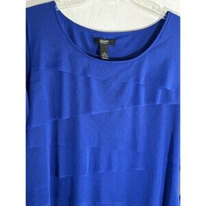 Alfani Designer Royal Blue Layered Mesh Overlay Blouse Sz 1X Woman’s  3/4 Sleeve